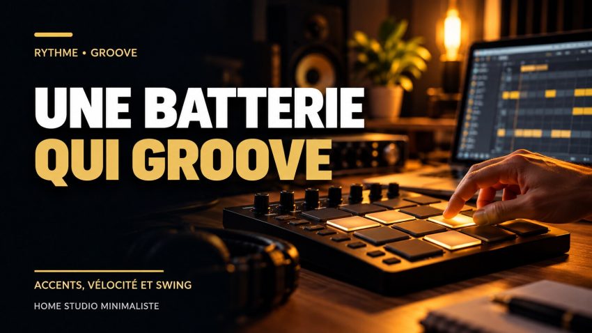Une batterie qui groove : accents, vélocité et swing, couverture Home Studio Minimaliste