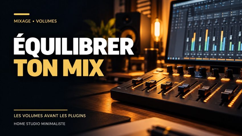Équilibrer ton mix : les volumes avant les plugins, couverture Home Studio Minimaliste
